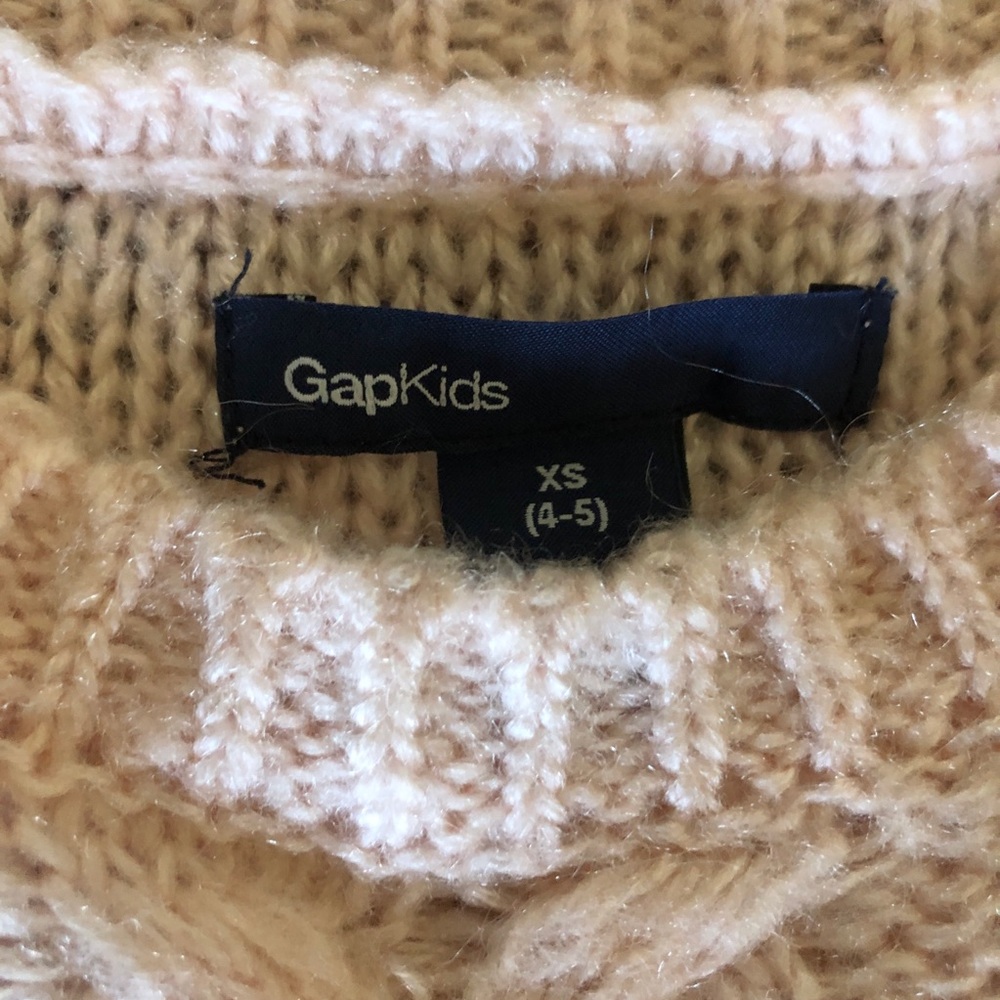 C Gap Pink Cable Knit Pattern Mohair Wool Girls Sweater XS 4-5 Years - Picture 4 of 6